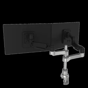 R-GO Caparo D2 circular dual monitor arm desk mount, gas lif