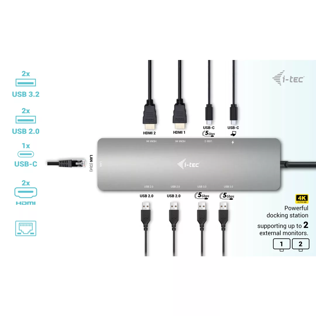 USB-C trav dock 2xHDMI 4xUSB-A 1xUSB-C 1xUSB-C PD 100W GLAN - Bild 2