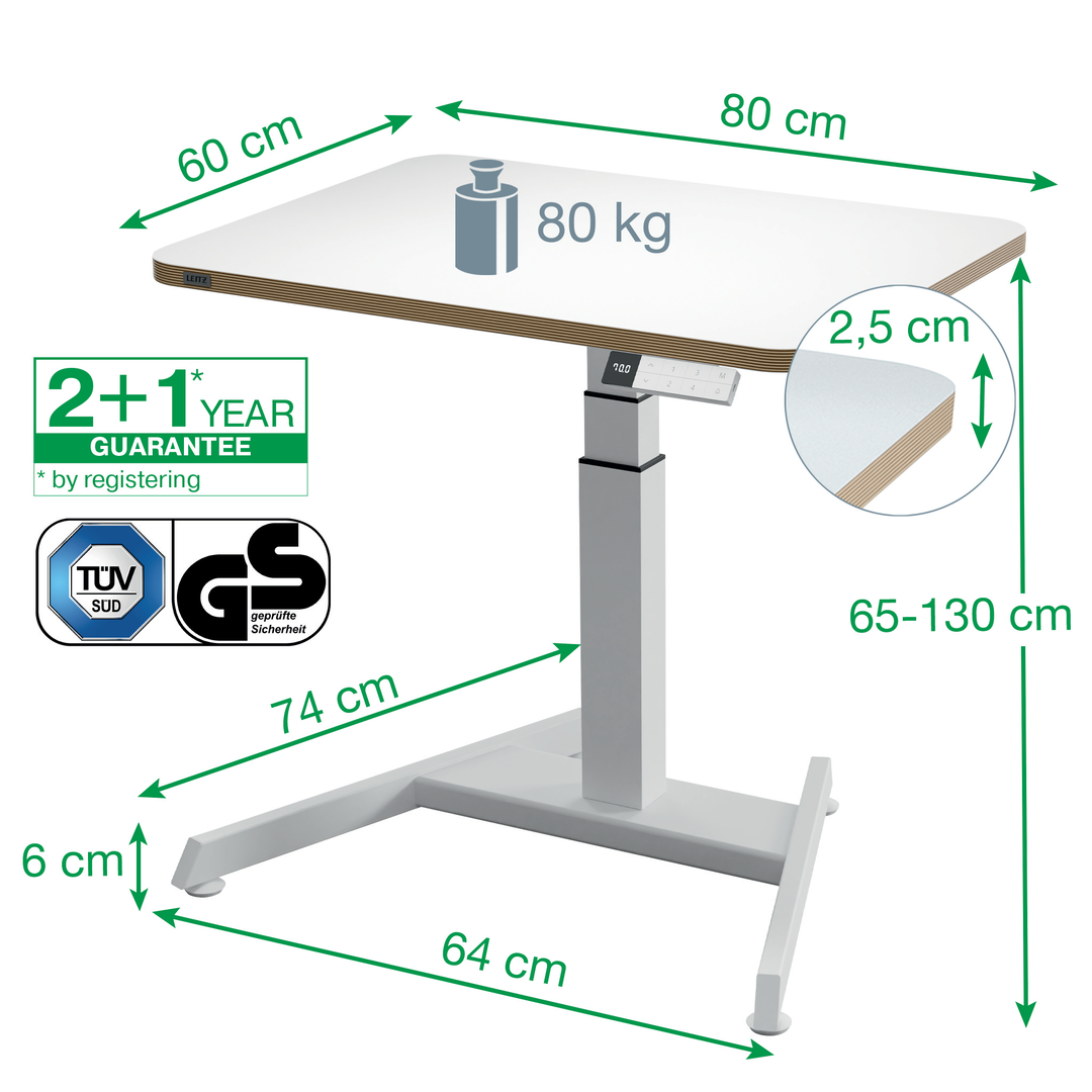 Leitz Ergo Höj-sänkbart skrivbord el vit - Bild 4