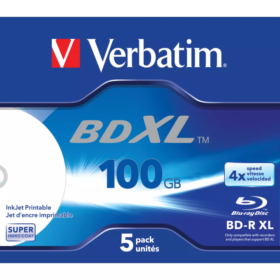 BD-R Xl 100Gb 4X Wide White Inkjet Printable Surface Hard Co