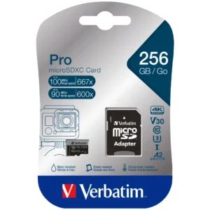 Micro SDXC Card PRO U3 Class 10 A2 256GB w/adaptor
