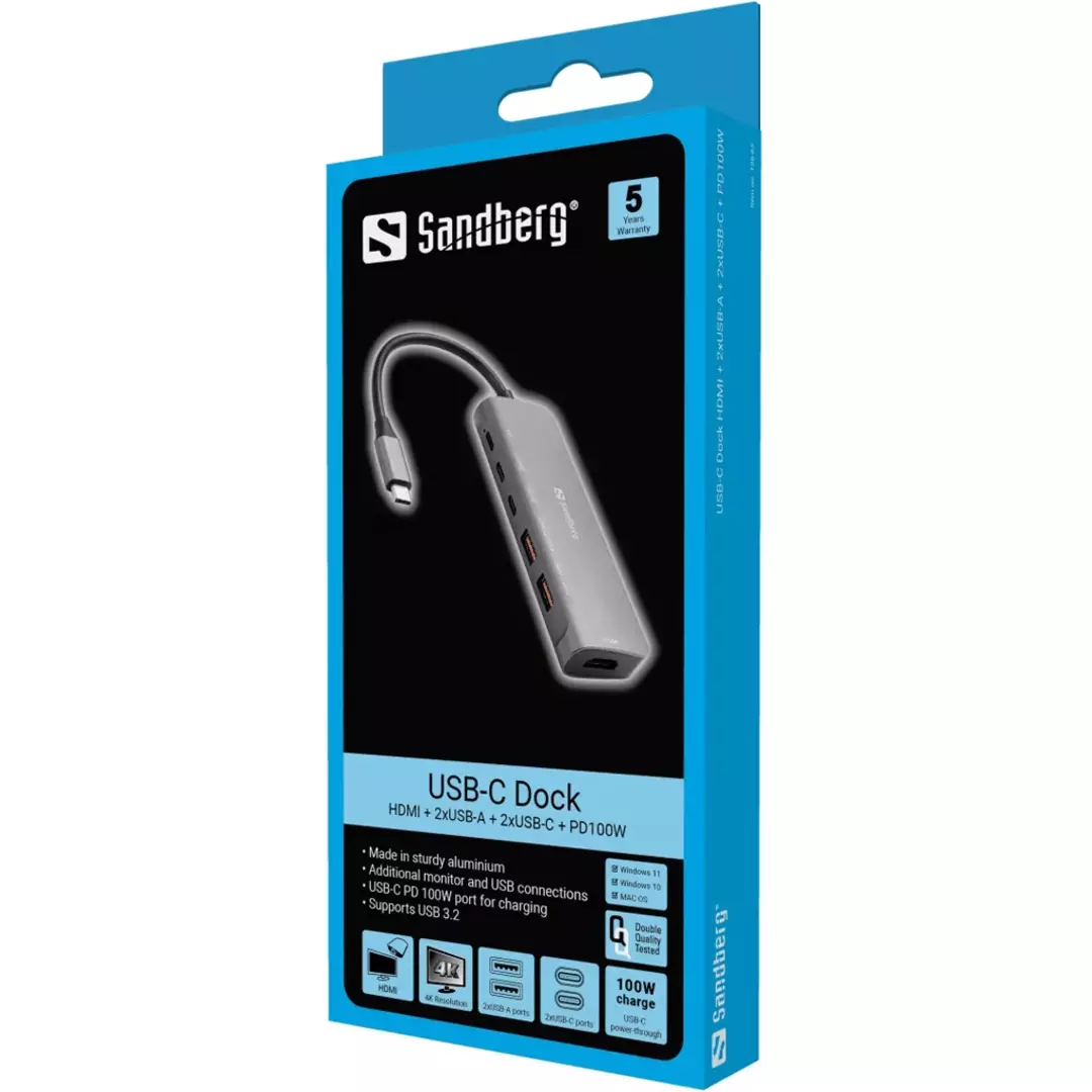 SANDBERG USB-C Dock HDMI + 2xUSB-A + 2xUSB-C + PD100W - Bild 2
