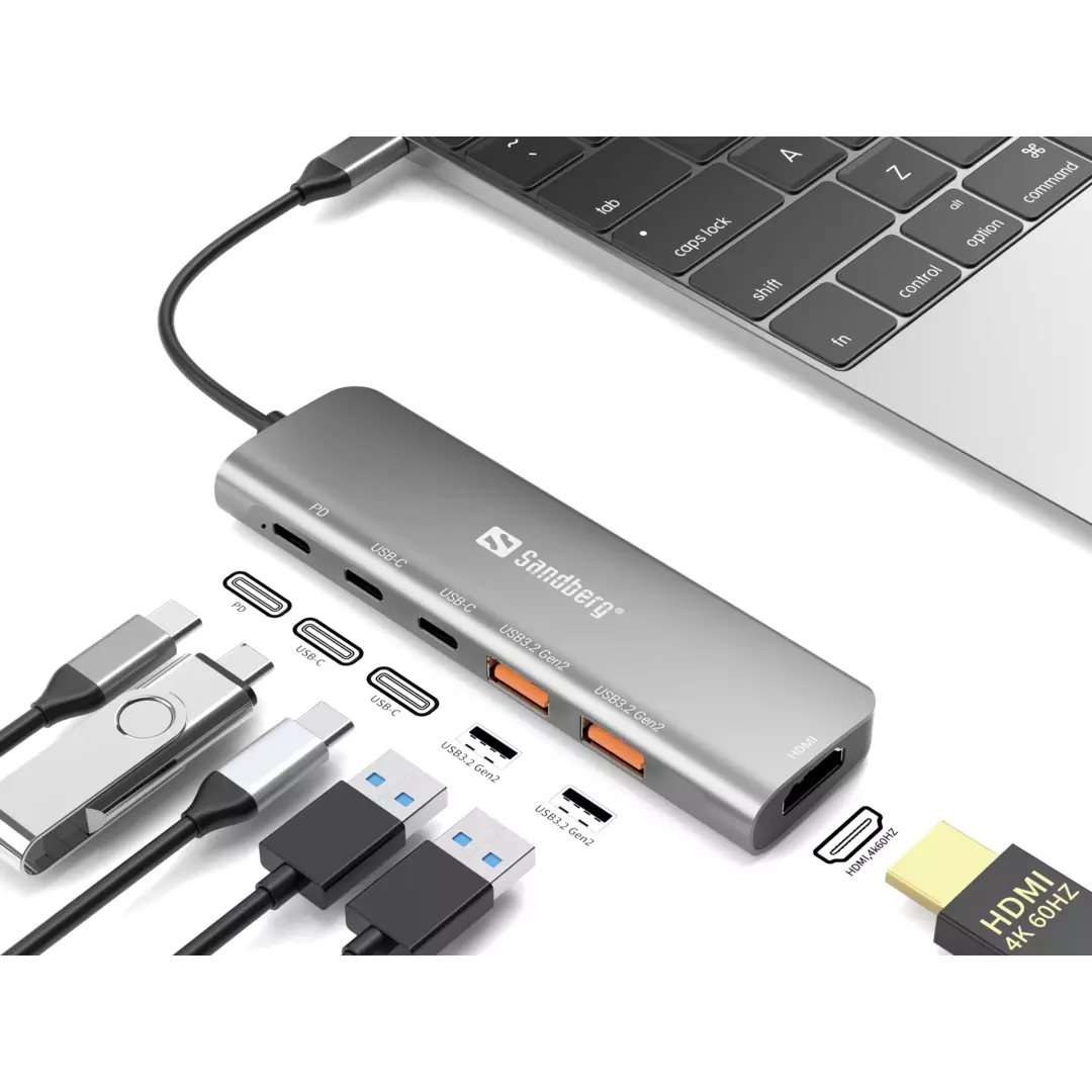 SANDBERG USB-C Dock HDMI + 2xUSB-A + 2xUSB-C + PD100W - Bild 3