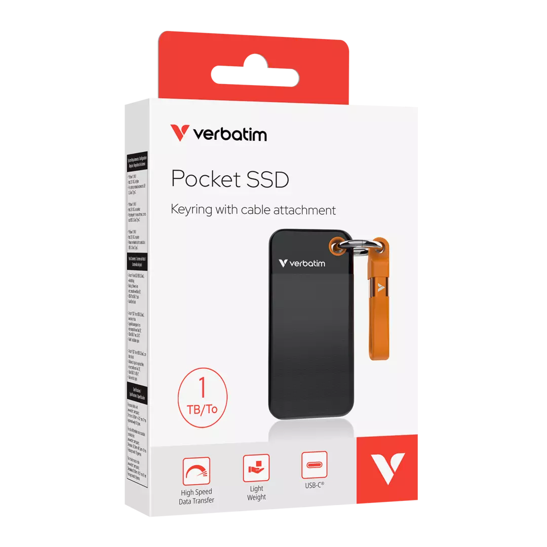 VERBATIM USB 3.2 Gen 2 1TB Pocket SSD, Black/Orange - Bild 4