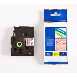 TZe tape 24mmx5m black/neon orange