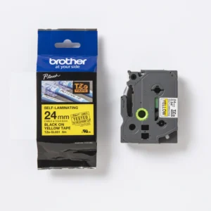 TZe-SL self laminated tape black on yellow 24 mm