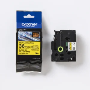 TZe-SL self laminated tape black on yellow 36 mm