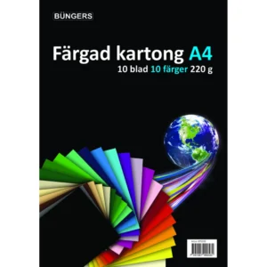 Färgat papper A4 220g sorterat 10/fp