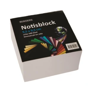 Notisblock limmad 95x95mm vit