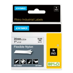 DYMO Rhino Industriell Tejp Flexibel Nylon 24mm x 3.5m svart