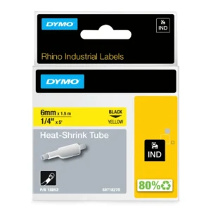 DYMO Rhino Industriell Tejp Krympslang 6mm x 1.5m svart på g