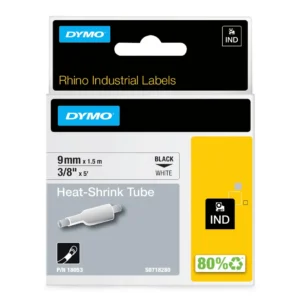 DYMO Rhino Industriell Tejp Krympslang 9mm x 1.5m svart på v