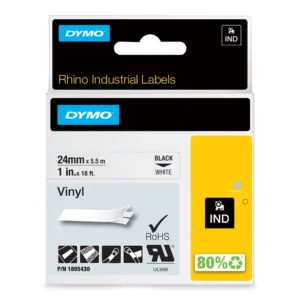 DYMO Rhino Industriell Tejp Färgad Vinyl 24mm x 5.5m svart p