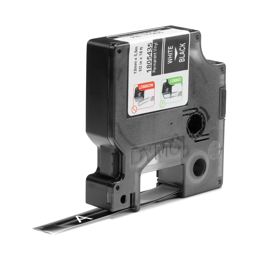 DYMO Rhino Industriell Tejp Färgad Vinyl 12mm x 5.5m vit på - Bild 2