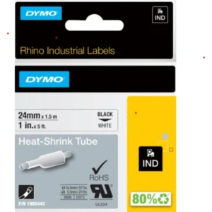 DYMO Rhino Industriell Tejp Krympslang 24mm x 1.5m svart på