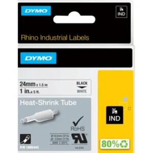 DYMO Rhino Industriell Tejp Krympslang 24mm x 1.5m svart på