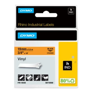 DYMO Rhino Industriell Tejp Färgad Vinyl 19mm x 5.5m svart p