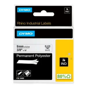 DYMO Rhino Industriell Tejp Permanent Polyester 9mm x 5.5m s