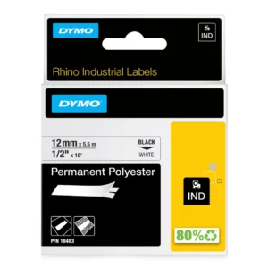 DYMO Rhino Industriell Tejp Permanent Polyester 12mm x 5.5m