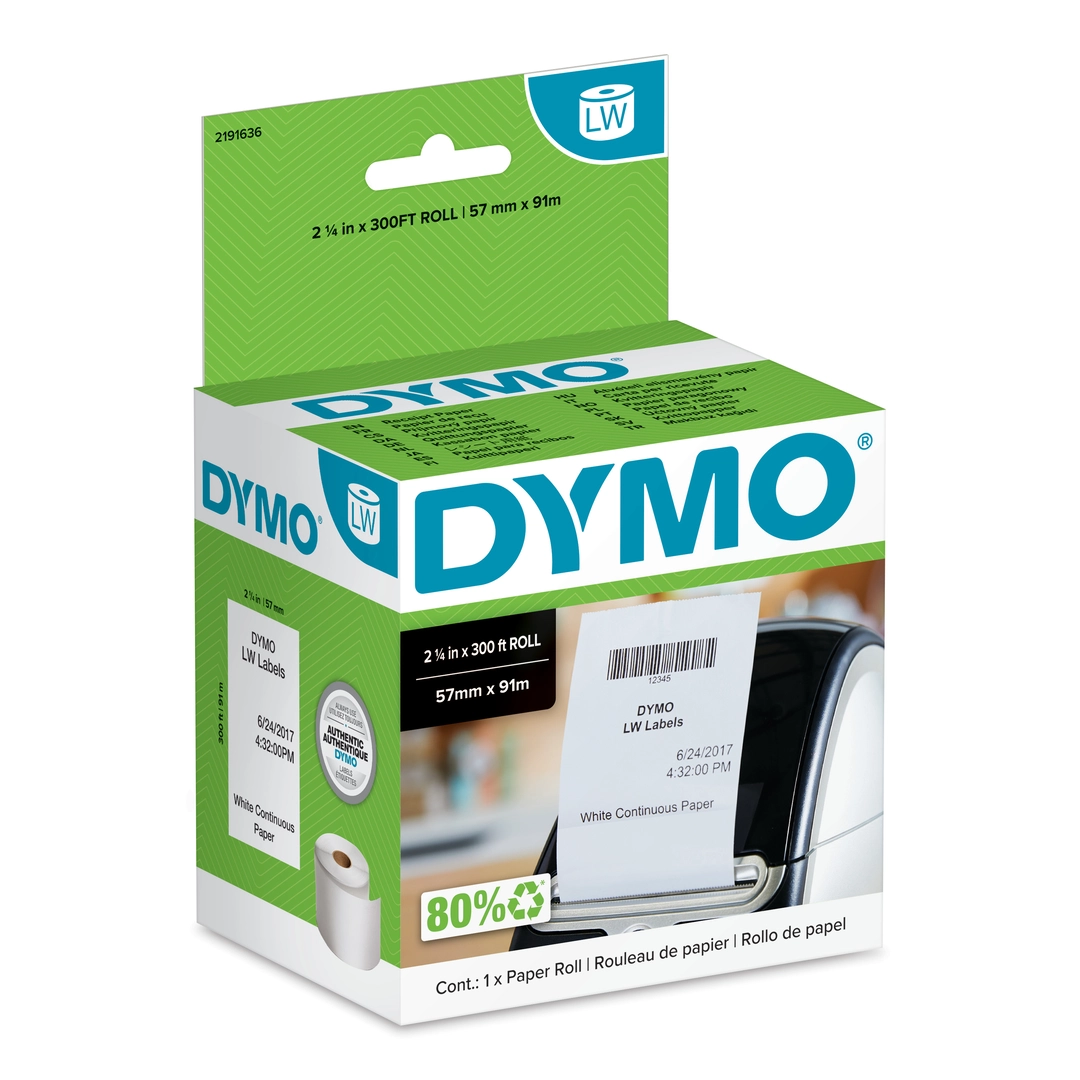 DYMO LabelWriter 57 mm x 91 mm Kvittoetiketter Vit Papper (i