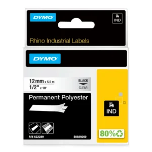 DYMO Rhino Industriell Tejp Permanent Polyester 12mm x 5.5m