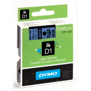 DYMO D1 Tejp 12 mm x 7 m svart på blå