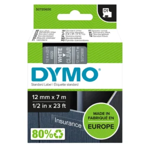 DYMO D1 Tejp 12 mm x 7 m vit på transparent