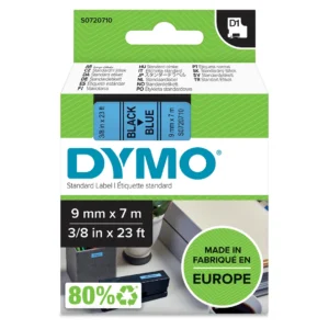 DYMO D1 Tejp 9 mm x 7 m svart på blå