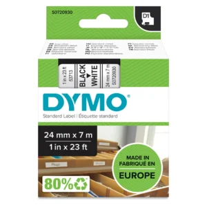 DYMO D1 Tejp 24 mm x 7 m svart på vit