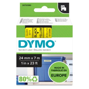 DYMO D1 Tejp 24 mm x 7 m svart på gul