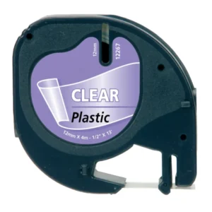 DYMO LetraTag Tejp Plast 12 mm x 4 m svart på transparent