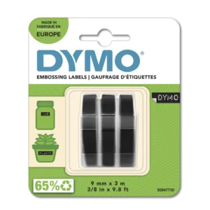 DYMO Präglingsband 9 mm x 3 m Svart 3-pack
