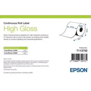 High Gloss Label, Continuous Roll, 51mm x 33m