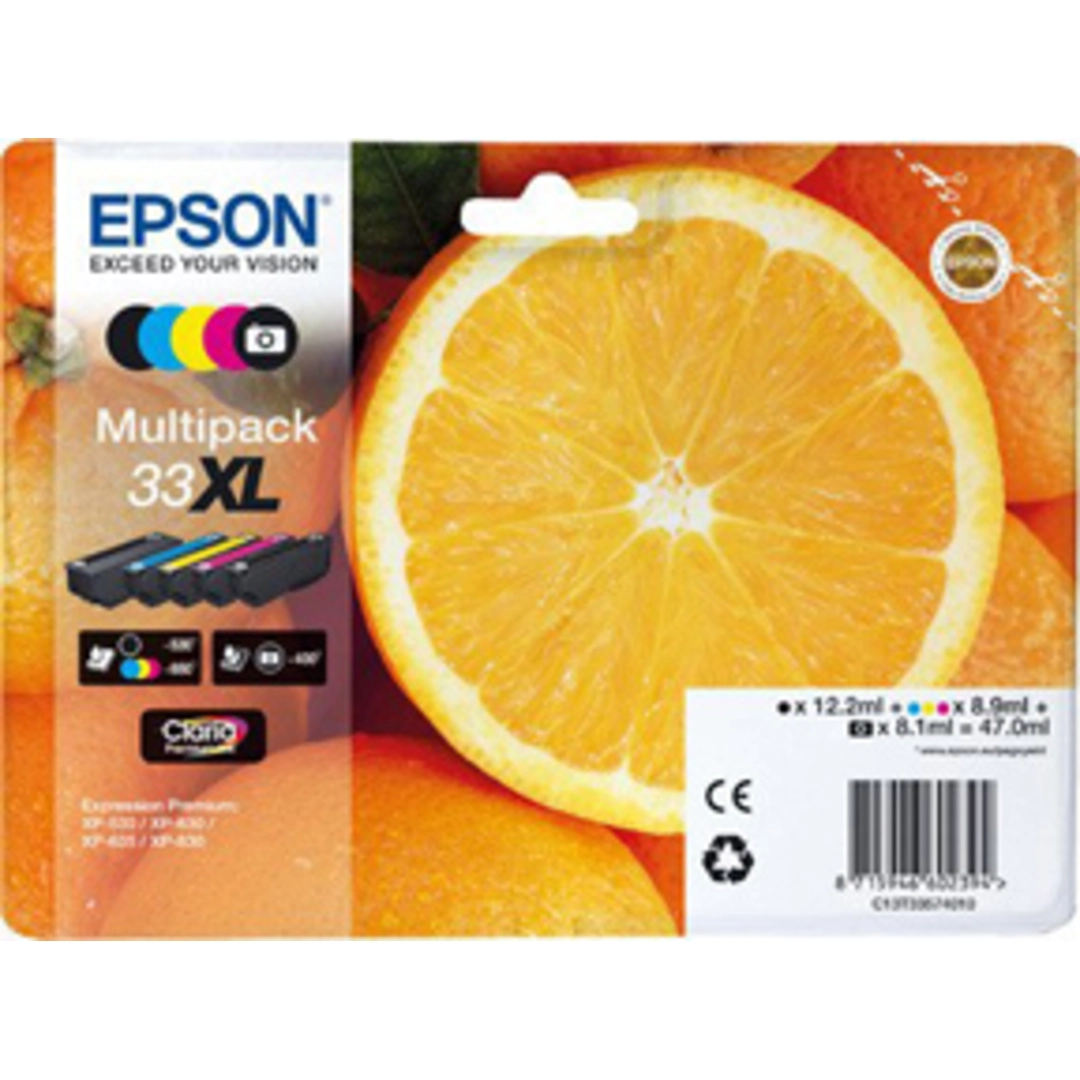 33XL y/c/m/pb/bl Claria Premium Ink w/alarm