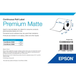 Premium Matte Label - Continuous Roll: 76mm x 35m