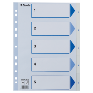 Register Non-Stop A4/1-5 rubrikblad vit