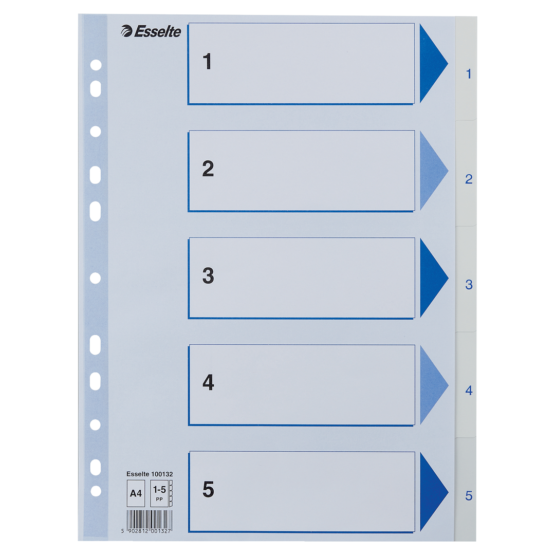 Register Non-Stop A4/1-5 rubrikblad vit