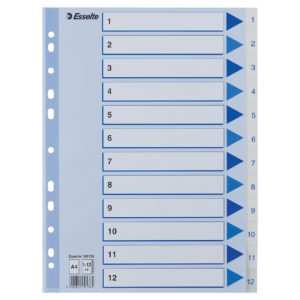 Register Non-Stop A4/1-12 rubrikblad vit