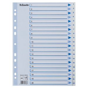Register Non-Stop A4/1-20 rubrikblad vit
