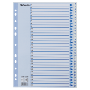 Register Non-Stop A4/1-31 rubrikblad vit