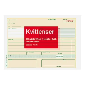 Blankett kvittens A6L 2X50 numrerad