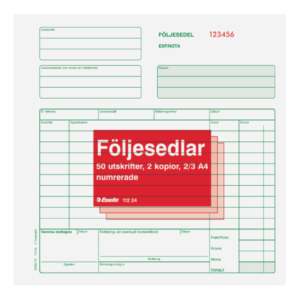 Blankett följesedel 2/3 A4 3x50 num