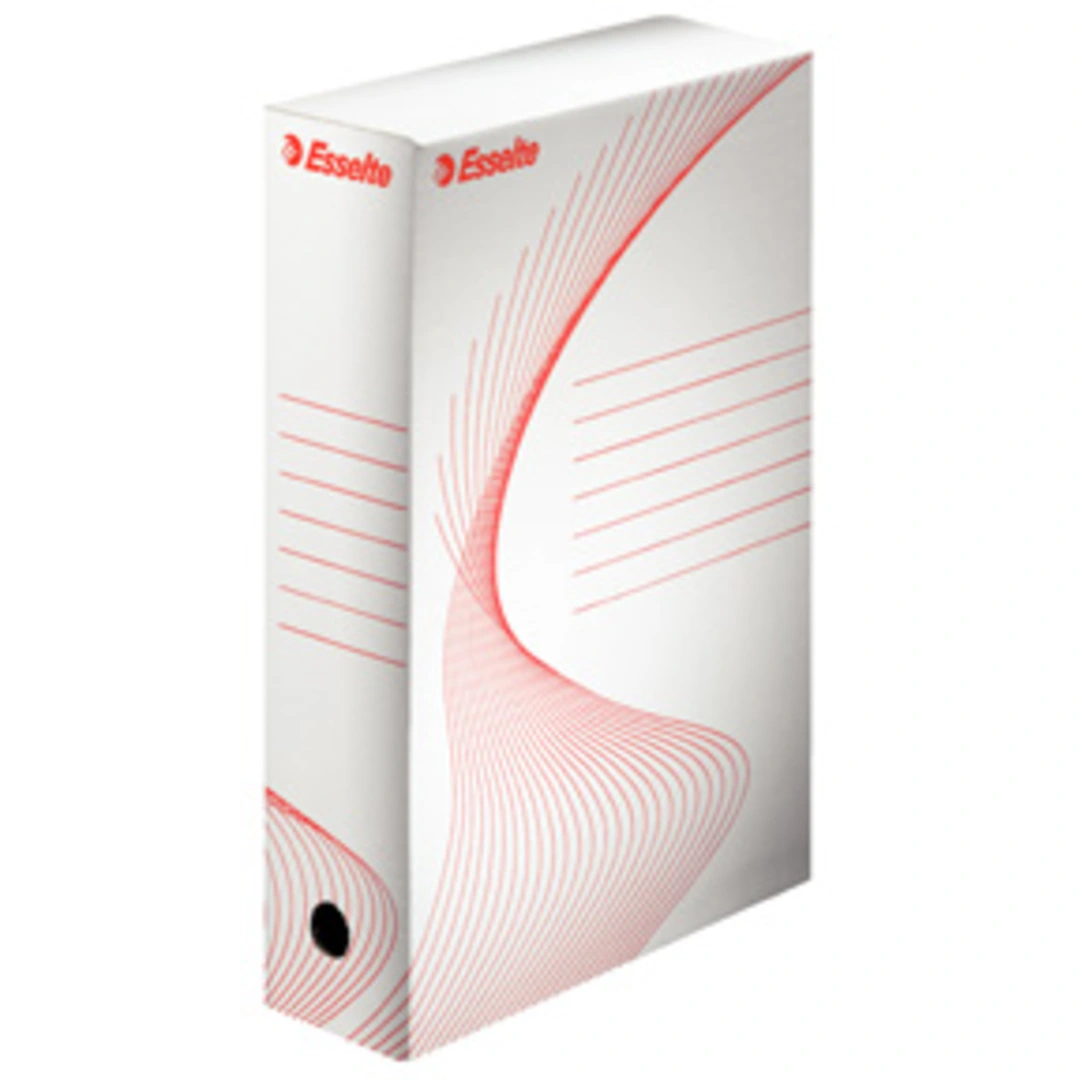 Arkivbox 100 mm, vit/röd (10)
