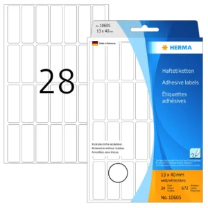 Herma etikett manuelll avtagbar 13x40 vit (672)