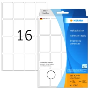 Herma etikett manuelll avtagbar 25x40 vit (384)