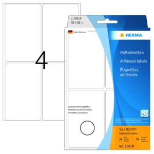 Herma etikett manuelll avtagbar 52x82 vit (96)
