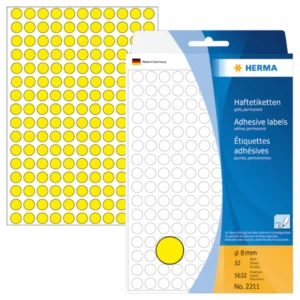 Herma etikett manuelll KP ø8 gul (5632)
