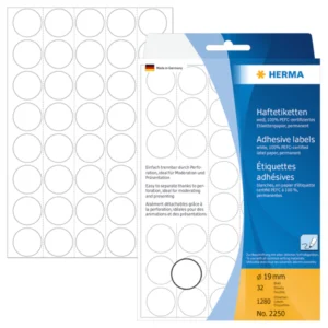 Herma etikett manuelll KP ø19 vit (1280)