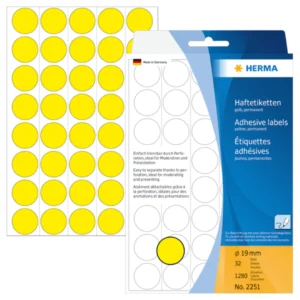 Herma etikett manuelll KP ø19 gul (1280)