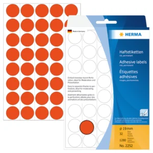 Herma etikett manuelll KP ø19 röd (1280)